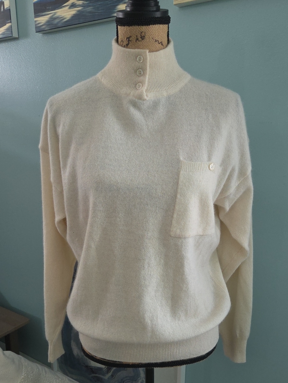Vintage Lambswool/Angora Plymouth Mock Neck Knit Sweater M
